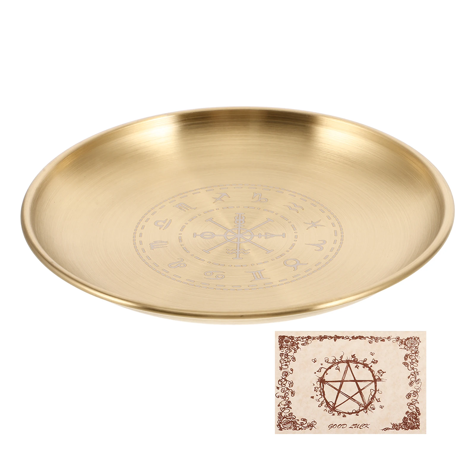 1 Set Edelstahl-Altarplatte für Tarot, Wahrsagerei, Rituale, Weihrauch, Brennen, spirituelles Wünschelbrett, Heimdekoration, Hexe