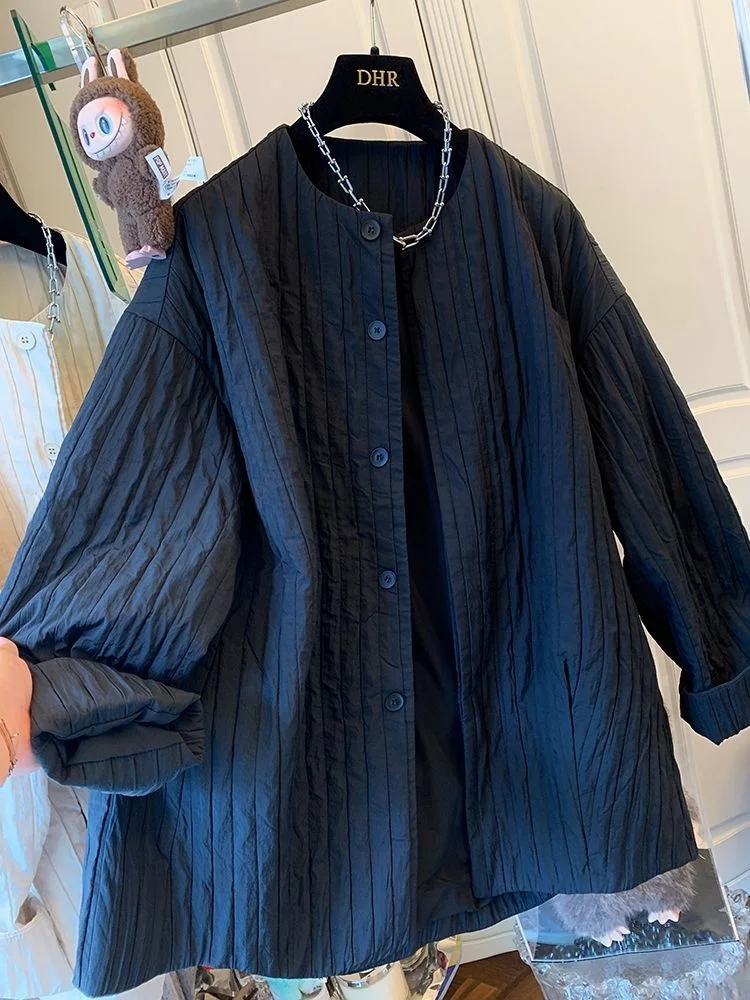 

Ele plus Size round Ne Loose Women's Jaet Sli Design Casual Sle Windproof Long Sve Spring Autumn New Arrival