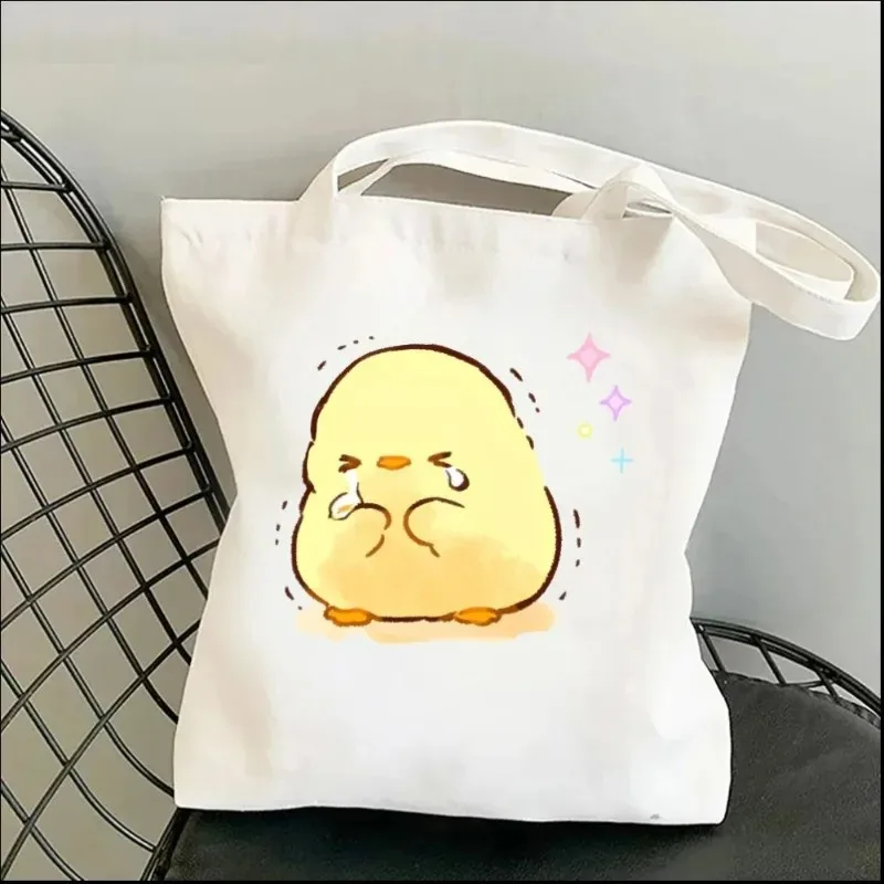 Little Yellow Duck Print Fashion Girl Handbags Women Tote Bags Large Capacity Shoulder Bag Kawaii Shopper Shopping Canvas Bag