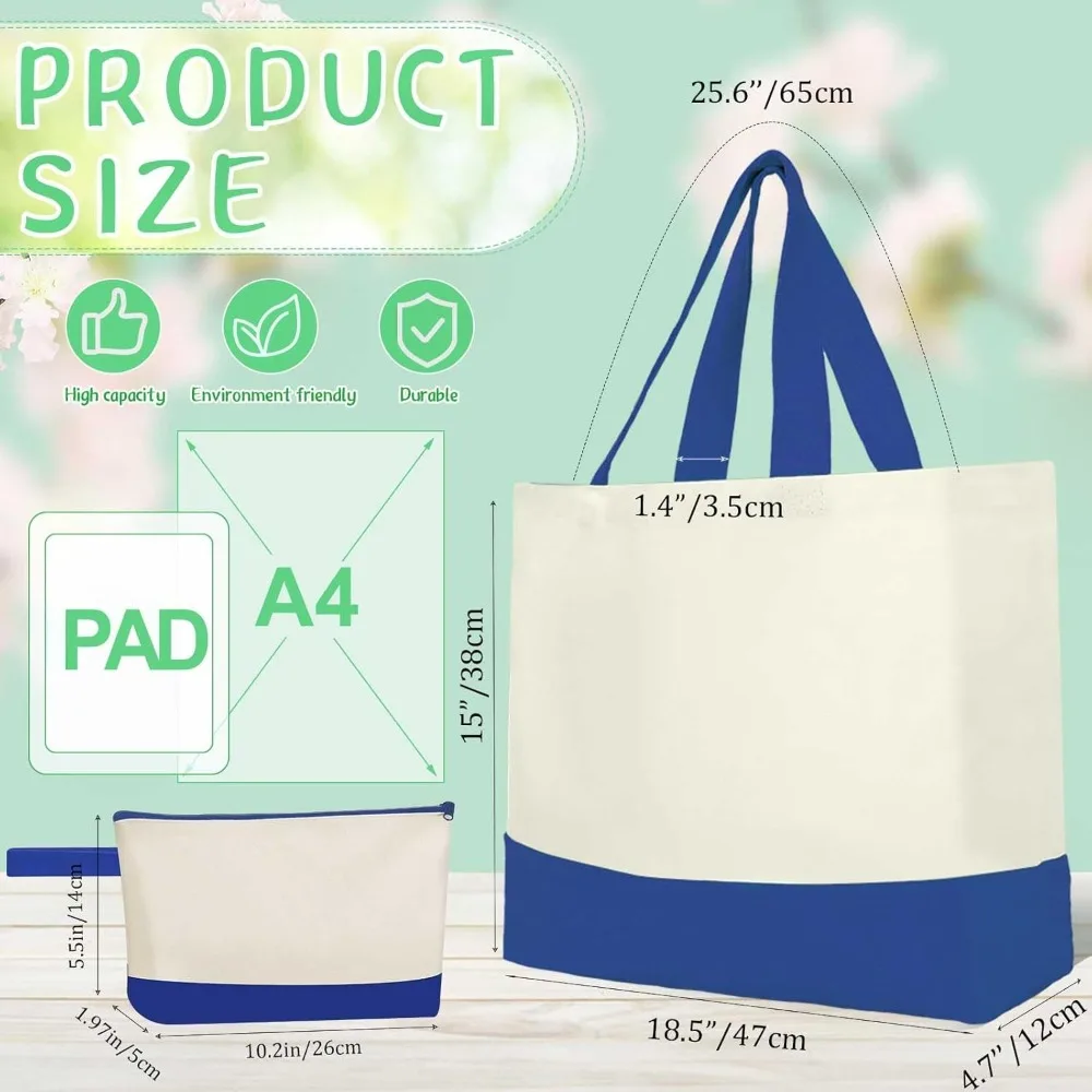 أكياس حمل قطنية قابلة لإعادة الاستخدام مع حقيبة بسحاب، 18.5 أكياس تسوق يدوية للاستخدام اليومي #2