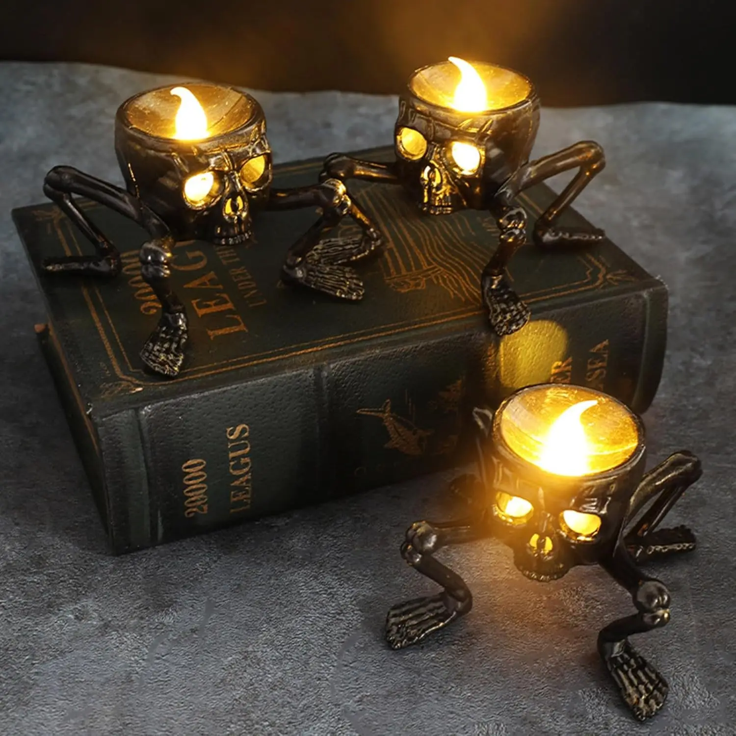 

Flameless Tea Lights Candle Lamp For Halloween Halloween Tea Light Candles Skeleton Hand Flameless LED Candles 8.5cm/3.3inch