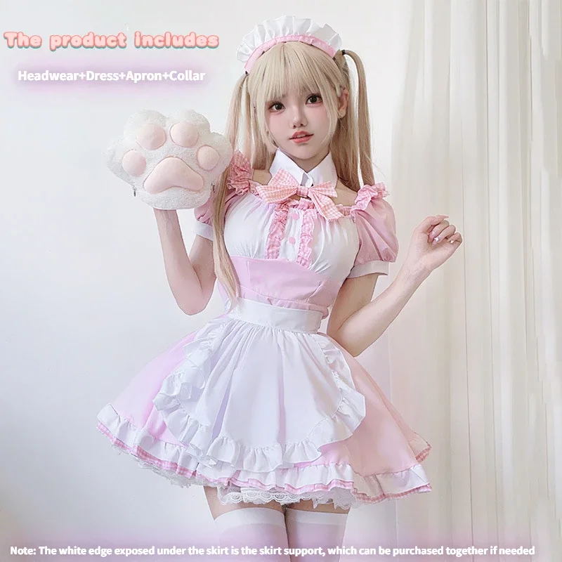 Anime Meid Jurk Modieuze Mooie Casual Lolita Jurk Meid Kostuum Cosplay Schattige Meid Jurk Zacht Schattig Meisje Lolita Cosplay