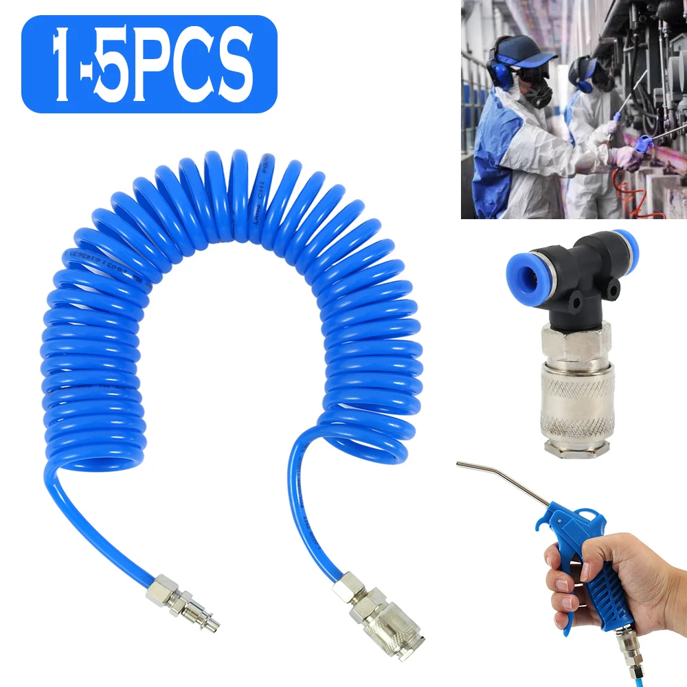 1-5 Set Air Hose Kit Multi-Purpose Dust Removal Tool Cleaning Heavy Duty Air Compressor Hose Nozzle Fitting Kit Air Blow Tool