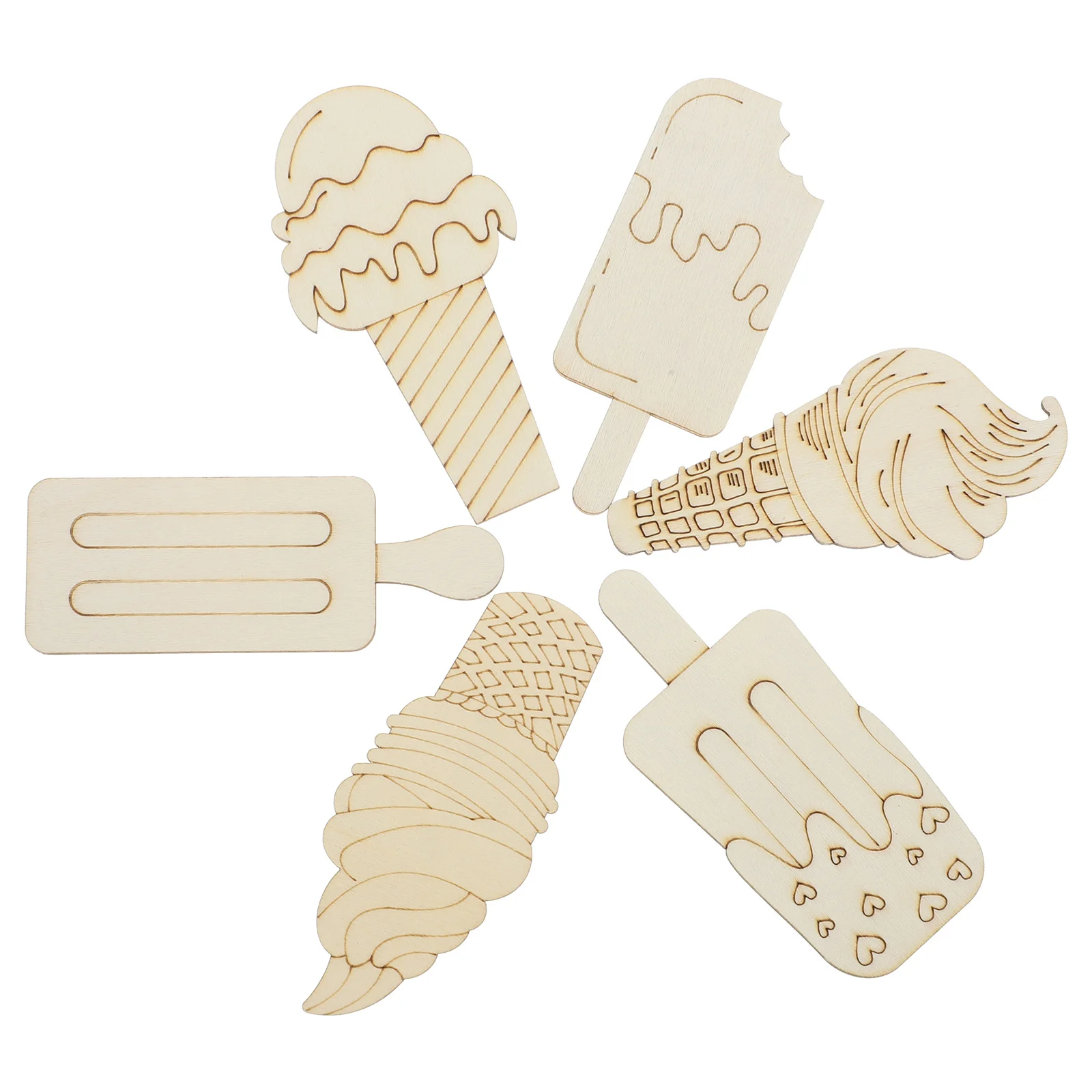 

30pcs Painting Wood Slices Unfinished Wooden Cutouts Diy Ice Cream Craft Graffiti Art Home Decor Wood Blank Ornaments