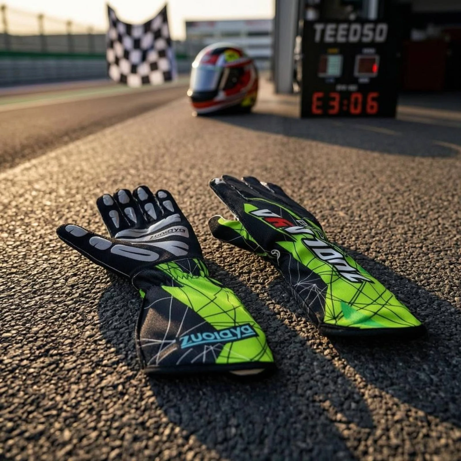 Guanti da Karting con Polsino Elastico, Guanti da Guida a Dita Intere, Accessorio Sportivo, Palmo Rinforzato, Vestibilità Ergonomica