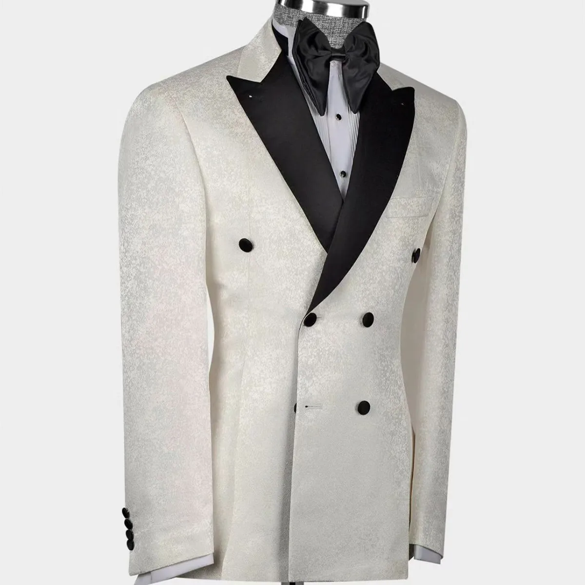 Luxus Herren anzug einteilig Jacquard Blazer Peaked Satin Revers Knöpfe Zweireiher Hochzeit Bräutigam Host maßge schneiderte Kostüm Homme