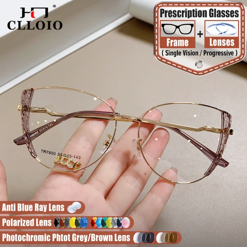 CLLOIO, nuevo diseño, gafas graduadas de ojo de gato a la moda para mujer, gafas ópticas progresivas fotocromáticas antiluz azul para miopía