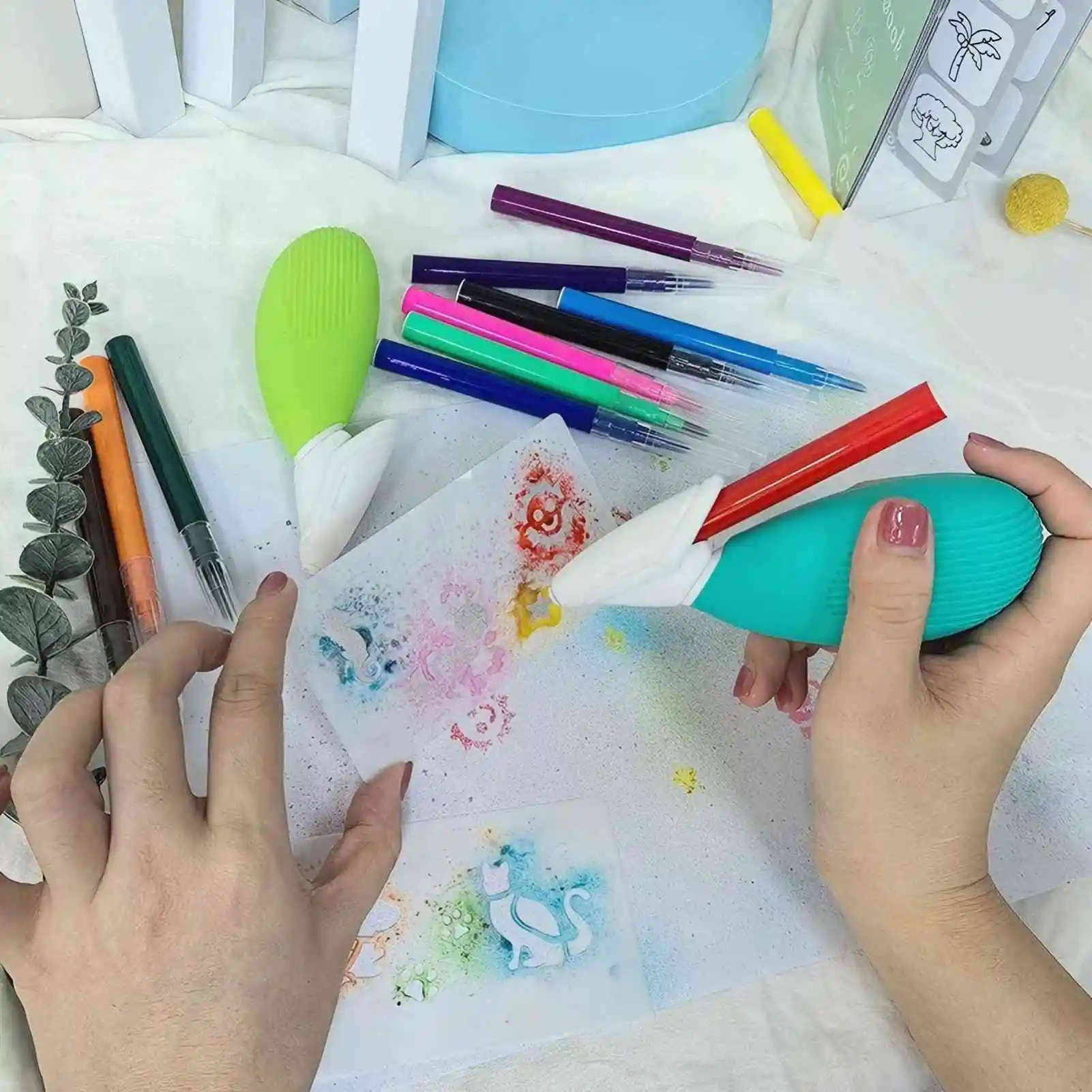 Stylo de pulvérisation d'aquarelle électrique pour enfants, pinceau de couleur peint à la main, lavable, 12 couleurs, jouets de dessin pour enfants, ensemble de jouets cadeaux