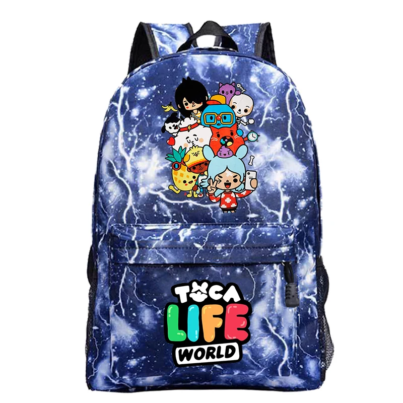 Toca Life World School Backpack ren Lightweight Bookbag s Toca Boca Print Backpacks Cute Cartoon School Bags Women Bag