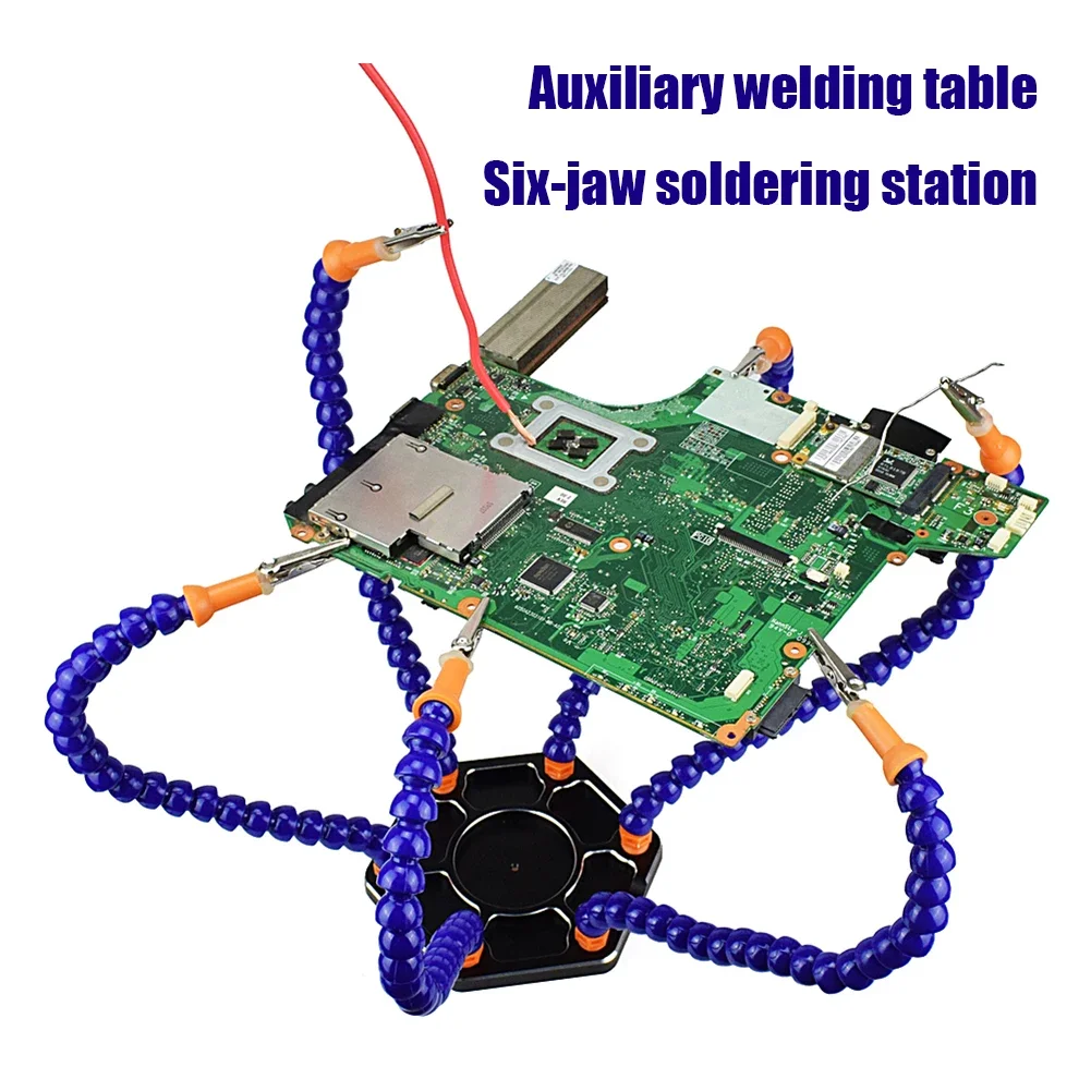 3/5/6 Flexible Arms Clip Soldering Helping Hands Third Hand Holder Arms PCB Adjustable Soldering Clamp Holder Magnifier Welding