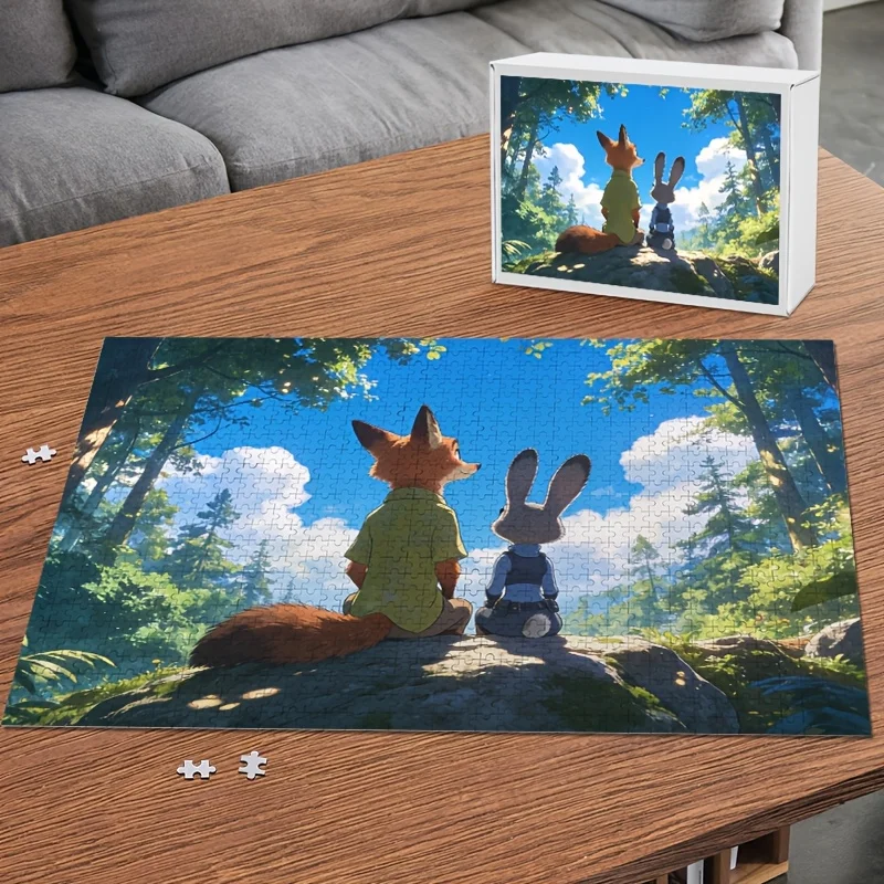 1000 stuks Disney Zootopia Judy Hopps en Nick Wilde posterpuzzel, hoge moeilijkheidsgraad, doe-het-zelf-huisdecoratie, verjaardagspuzzel, ideaal cadeau