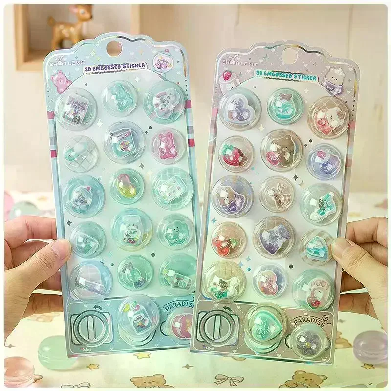 3D Embossed Shaker Stickers Cute Cartoon Puffy Decal Kids DIY Reward Stickers For Phone Laptop Water Bottle Sticker Decoration