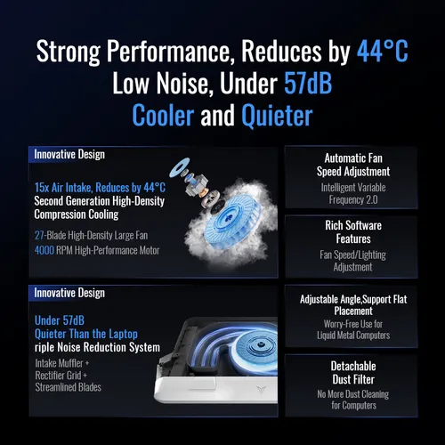 Imagen 2 del producto Nuevo FLYDIGI BS2 pro enfriador de ordenador portátil overclocking presión aire doble reducción de ruido inteligente soporte de computadora de frecuencia Variable