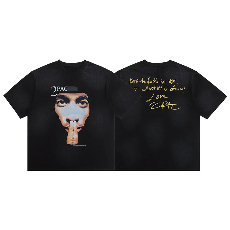 Top Summer Saint Vintage Michael American High Street Retro Kurzarm-Baumwoll-T-Shirts für Männer und Frauen – Detail 3