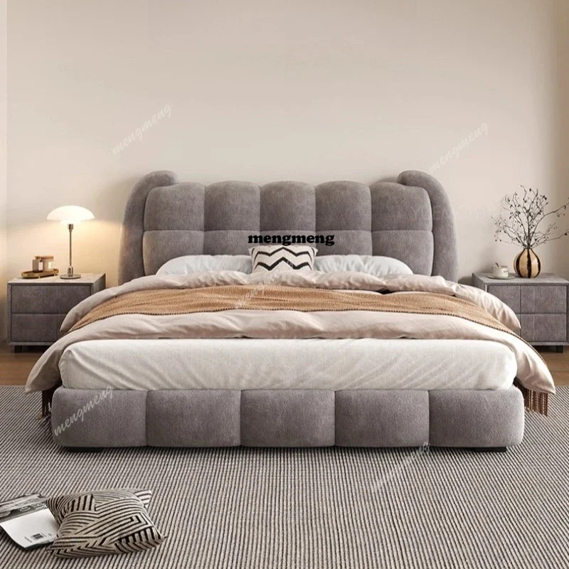 

Fabric cloud Double bed 180x200cm Modern minimalist comfortable bedroom beds interior elegant camas de dormitorio furniture