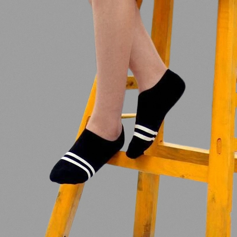 5/10 Pairs Silicone Low Cut Casual Socks Two Stripes Women's Invisible Socks Cotton Boat Socks Anti-shedding Student Socks