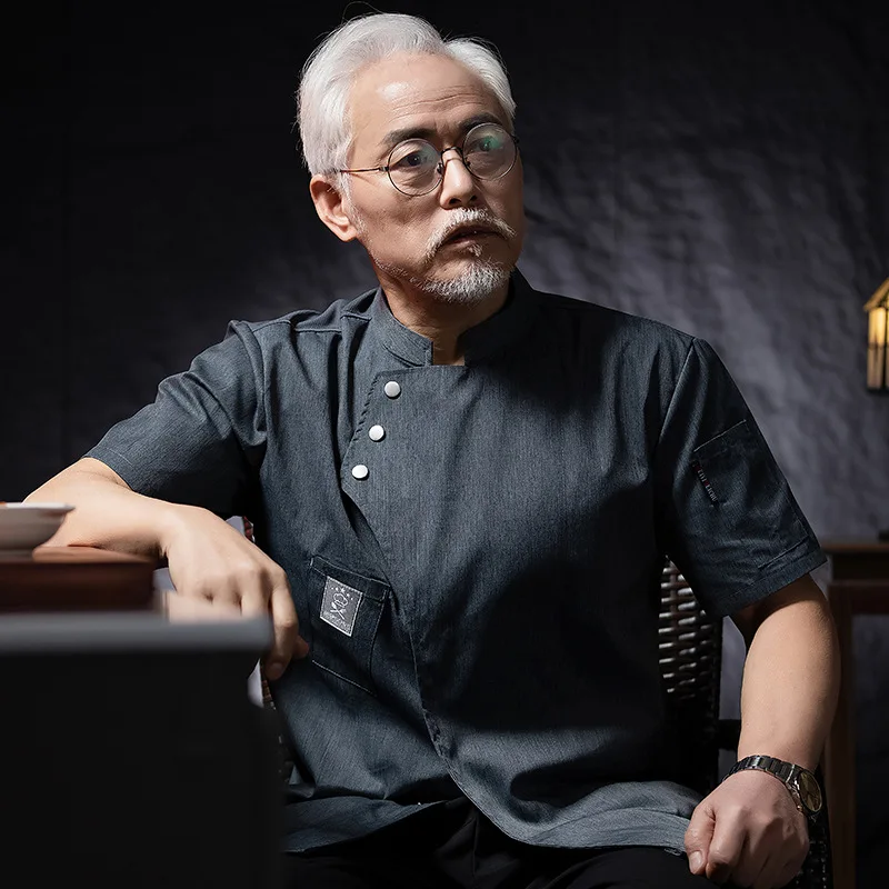 Hotel restaurante cozinha trabalho uniforme manga curta chef jaqueta padaria pastelaria chef verão branco casaco de cozinha