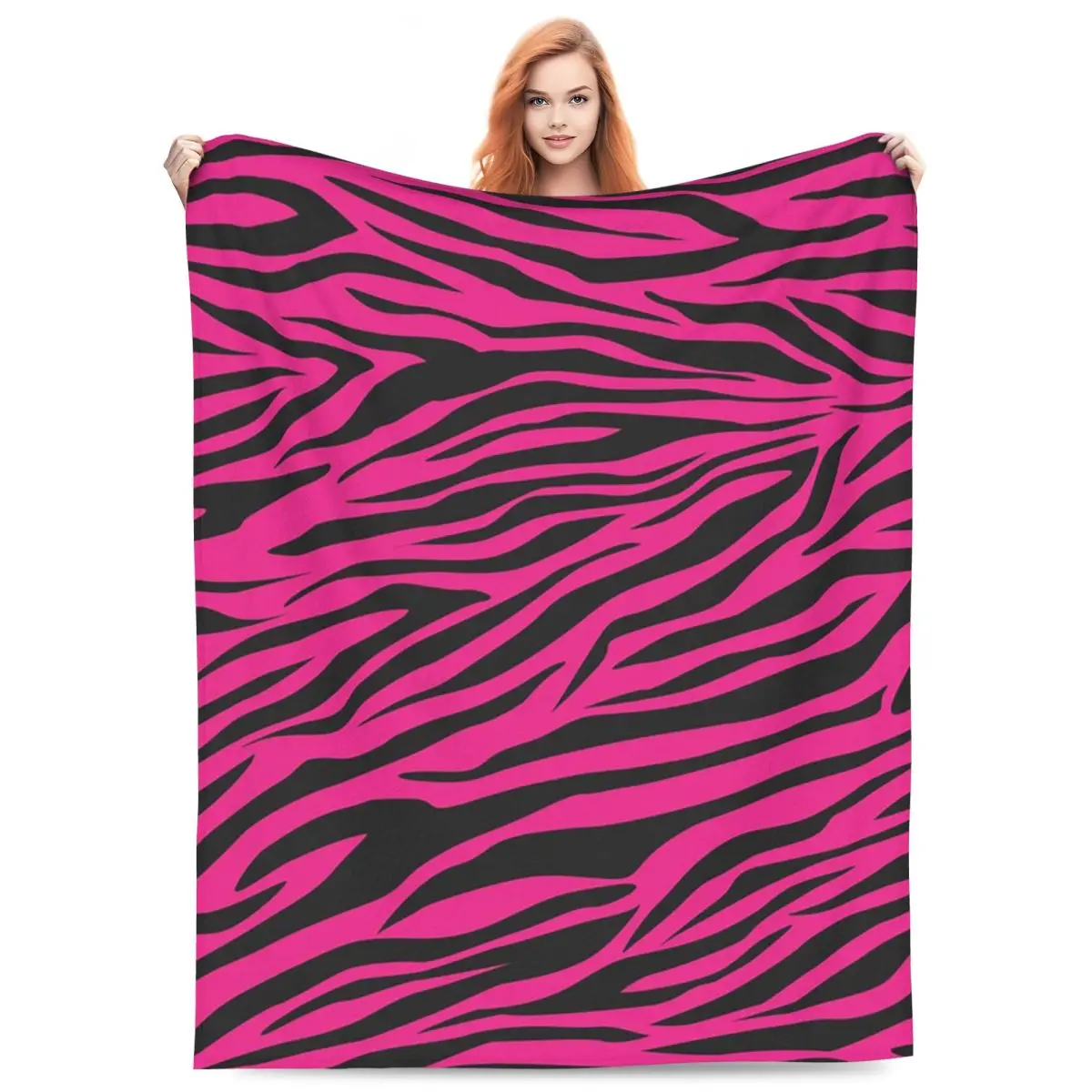 Pink Zebra Print Blankets Fleece Sofa Throw Blanket Super Soft for Couch Bedding Office Throws Bedspread Quilt