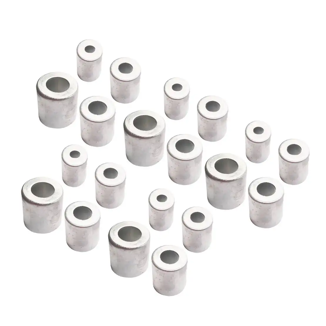 20Pcs/set Car Auto Truck RV AC Systems Air Conditioning Crimp Ferrules Sleeves Reduced Hose Barrier Ferrules Silver Aluminum