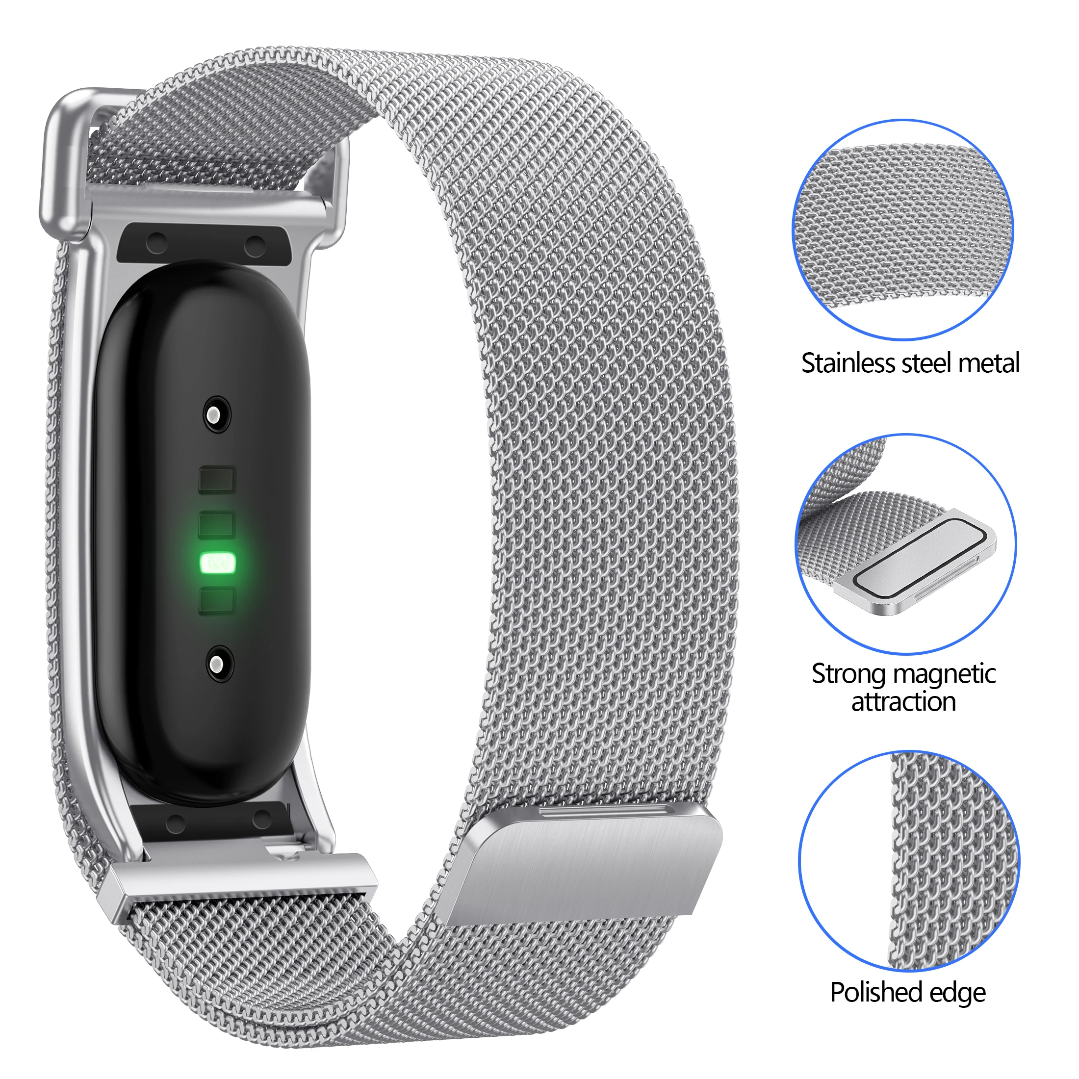 Stilvolles Milanese-Armband für Google Fitbit Air, in verschiedenen Farben erhältlich, verstellbar, atmungsaktives Uhrenarmband für Google Fitbit Air. – Detail 18