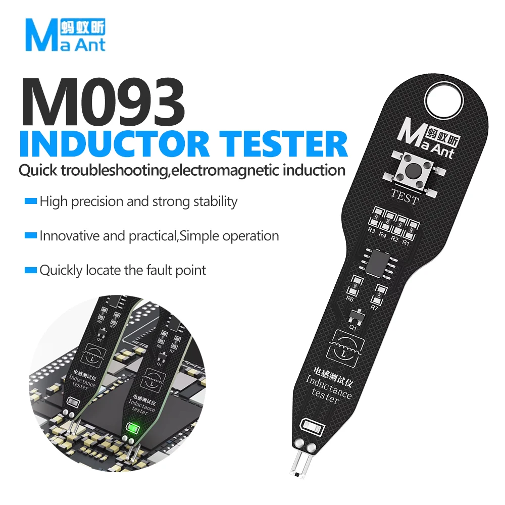 

MaAnt M093 тестер индуктивности для ремонта мобильных телефонов, материнская плата, электромагнитная индукция, инструмент для быстрого определения неисправностей