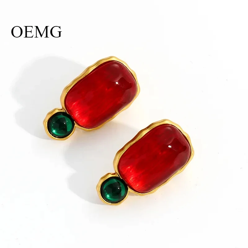 

Classic Contrast Color Jelly Translucent Jewel Earrings Europe and The United States Niche High-end Female Earrings