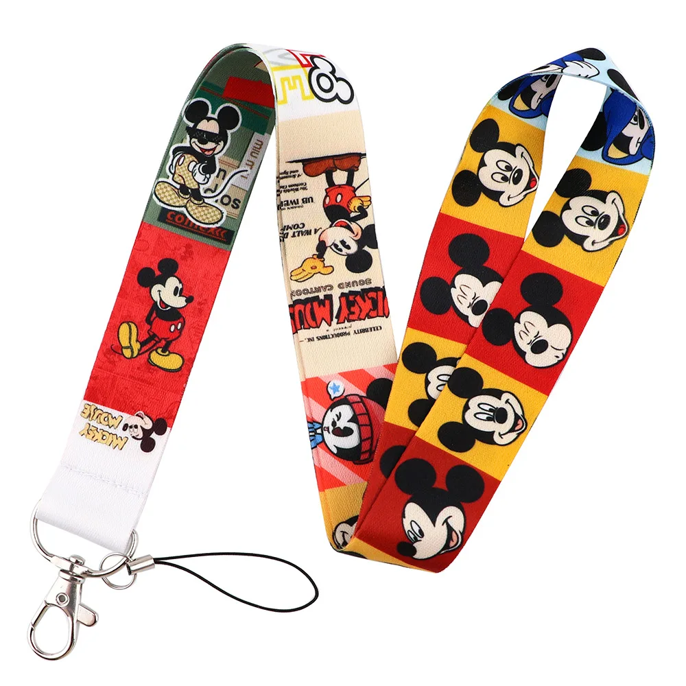 Disney Mickey Mouse breloczek smycz na szyje smycz z motywem kreskówkowym ID telefon Porta Credencial