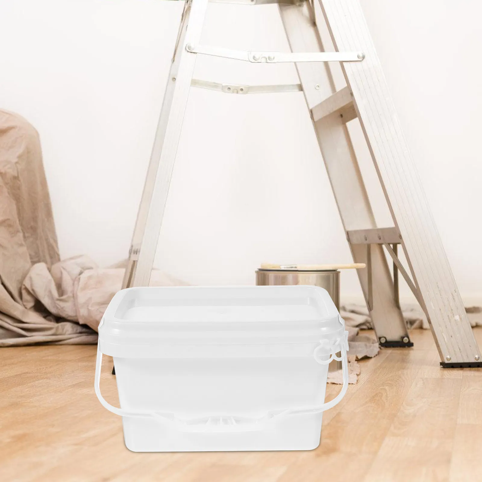 2Pcs Rectangular Paint Bucket with Ergonomic Handle and Secure Lid PP Plastic Painting Container for Outdoor Art Use
