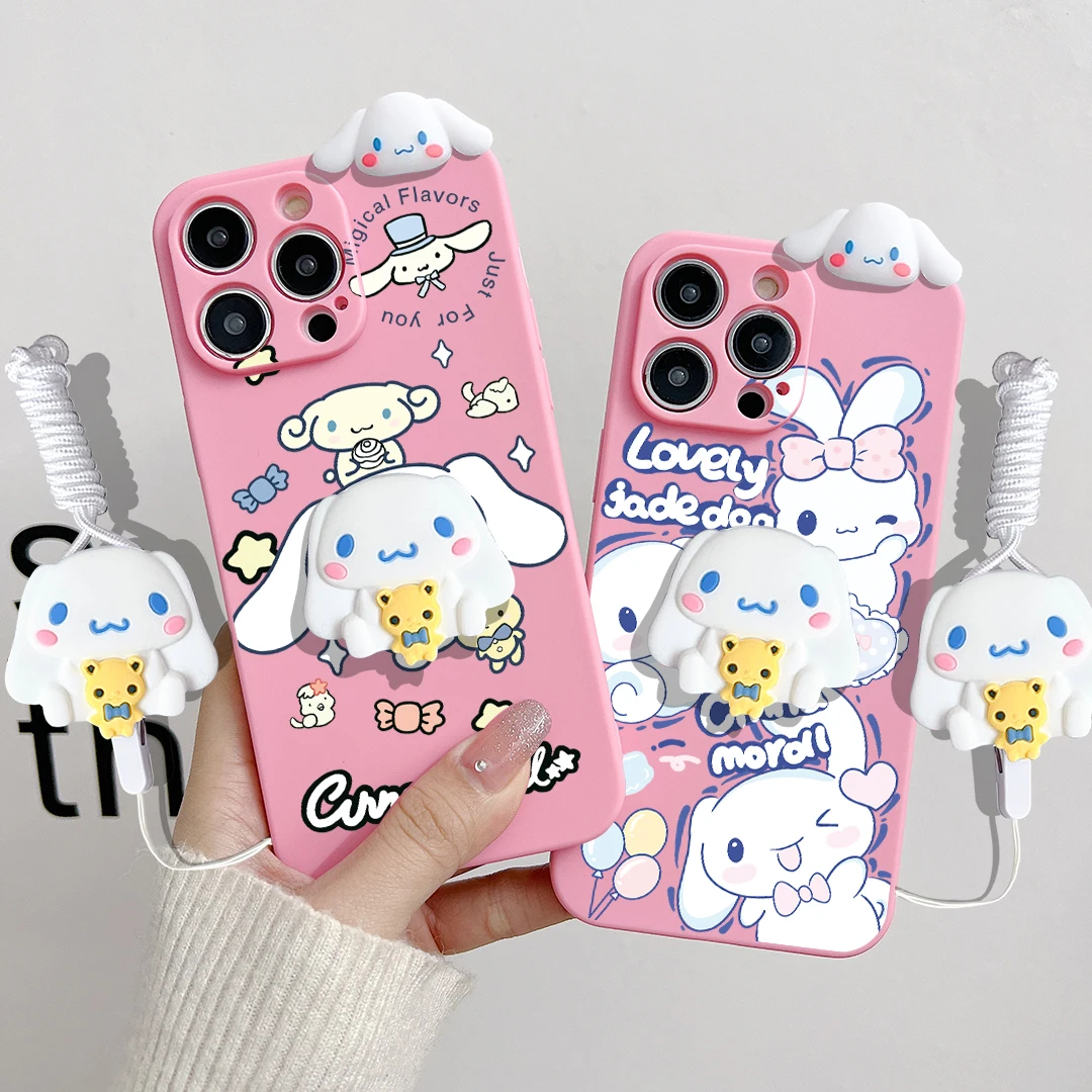 For OPPO A15 A94 A54 A55 A53 A74 A96 A57 A17 A58 A78 60 Realme C55 53 35 30 21Y 11 33 63 61 Cinnamoroll Case With Holder Rope