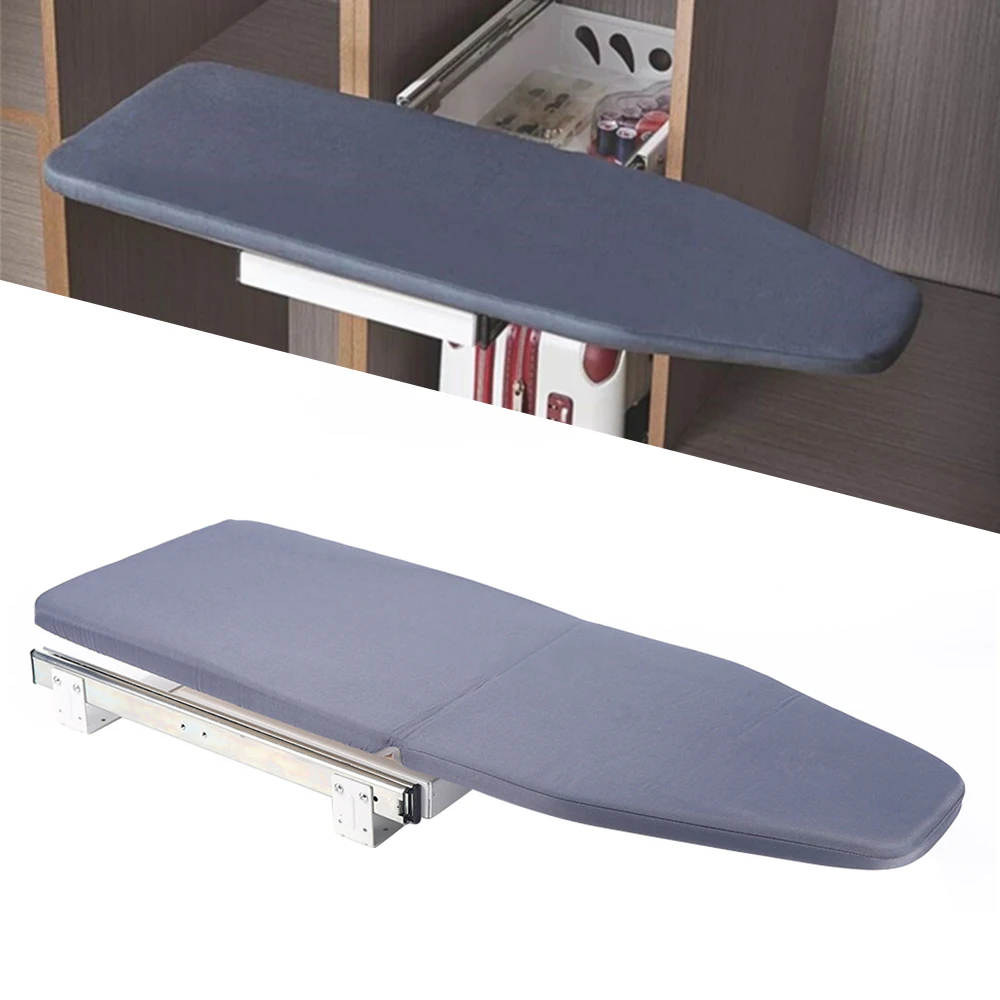 Retractable Pull Out Ironing Board Closet Sliding Out Swivel Iron Board with Heat Resistant Ironing Cover in Cabinet for Small