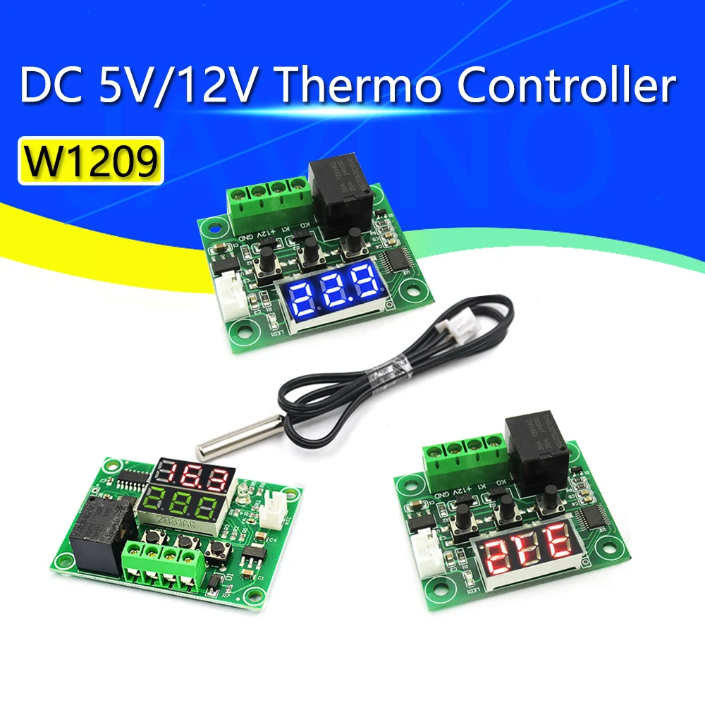 50PCS W1209 DC 5V 12V heat cool temp thermostat temperature control switch temperature controller thermometer thermo controller