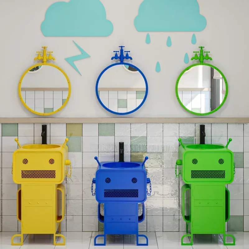 Hot SalsePoloPersonalized Robot Washstand Floor-to-ceiling Bathroom Cabinet Washbasin Creative Cartoon Children's Column Washbas