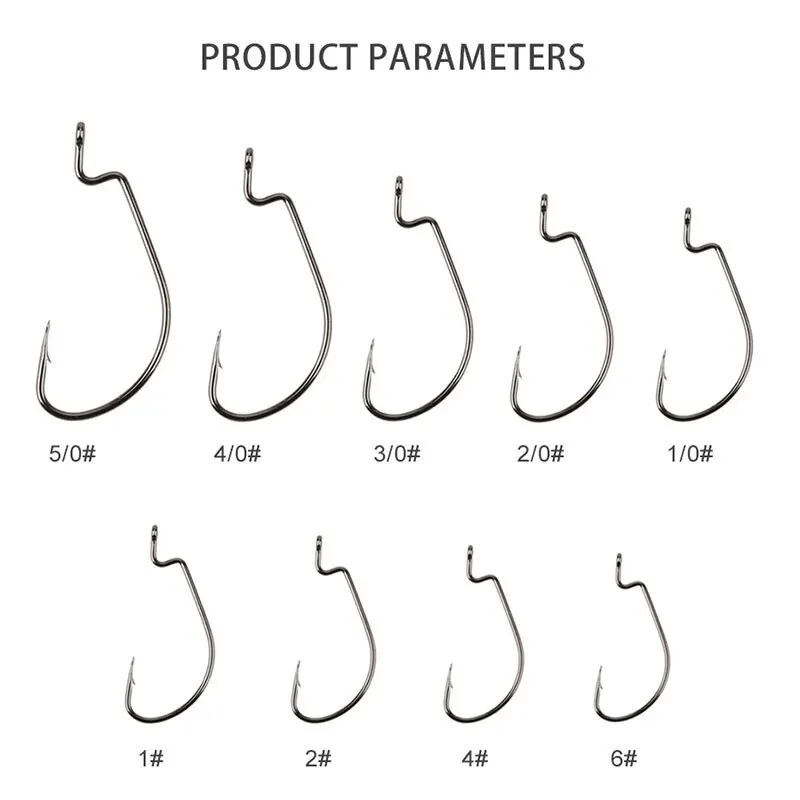 50pcs High Strength Crank Hook Barbed Hook Carbon Steel Fishing For Soft Fishing Lure Wide Belly Crank Hooks Fishing Accessories image 6