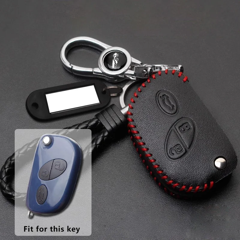 For Maserati Quattroporte GT GranCabrio Leather Car Key Case Remote Cover Shell Keychain Ring Holder Fob Interior Accessories