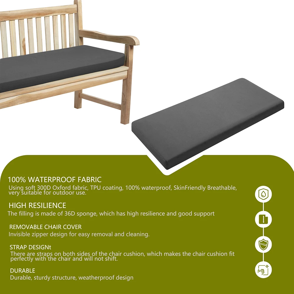 100% مقاوم للماء حديقة مقعد وسادة 2/3 مقاعد في الهواء الطلق طويل مقعد وسادة للمقعد لحديقة فناء مقهى مع غطاء قابل للإزالة