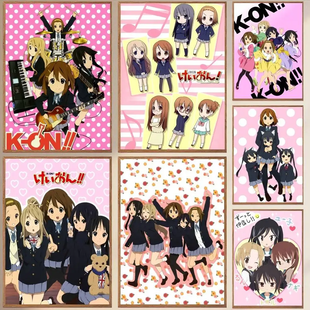 1pc K-K-OnS Pink Anime Cartoon Poster HD Home Decor Sticky Wall Waterproof Home Living Room Bar Aesthetic Decor
