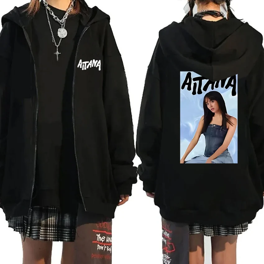 

Hot Singer Aitana Ocana Fashion Double Sided Graphic Hoodie 2025 Autumn Winter Unisex Zipper Jacket Men women Casual Fleece Coat
