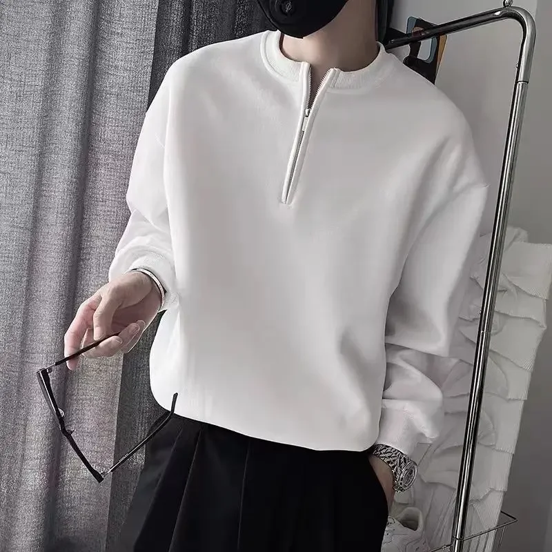 عارضة البريدي بلون ارتداء للعمل الرجال البلوز القطن عرق قميص باستيل جديد في الشارع الشهير بسيط الجمالية الذكور البلوز #2