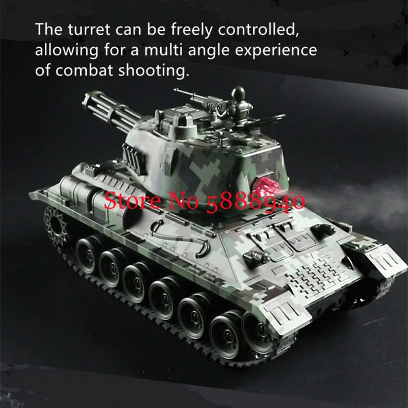 Simulation Smoking Launch Water Bomb Remote Control Tank 2.4G 360° Turret Rotate Independent Suspension LED Lighting RC Tank Toy