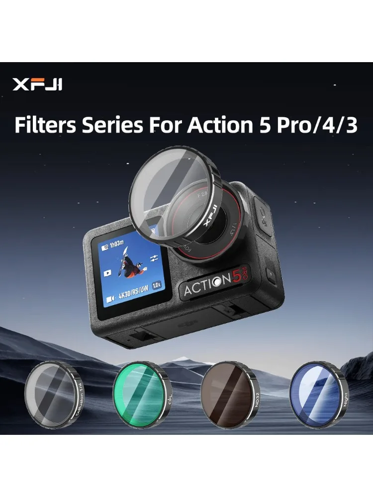 Zestaw filtrów obiektywu XFJI CPL ND8 ND16 ND32 ND64 UV Diffusion 1/4 Quick Release do DJI OSMO Action 5 Pro, akcesoria do kamery sportowej — zdjęcie produktu 7