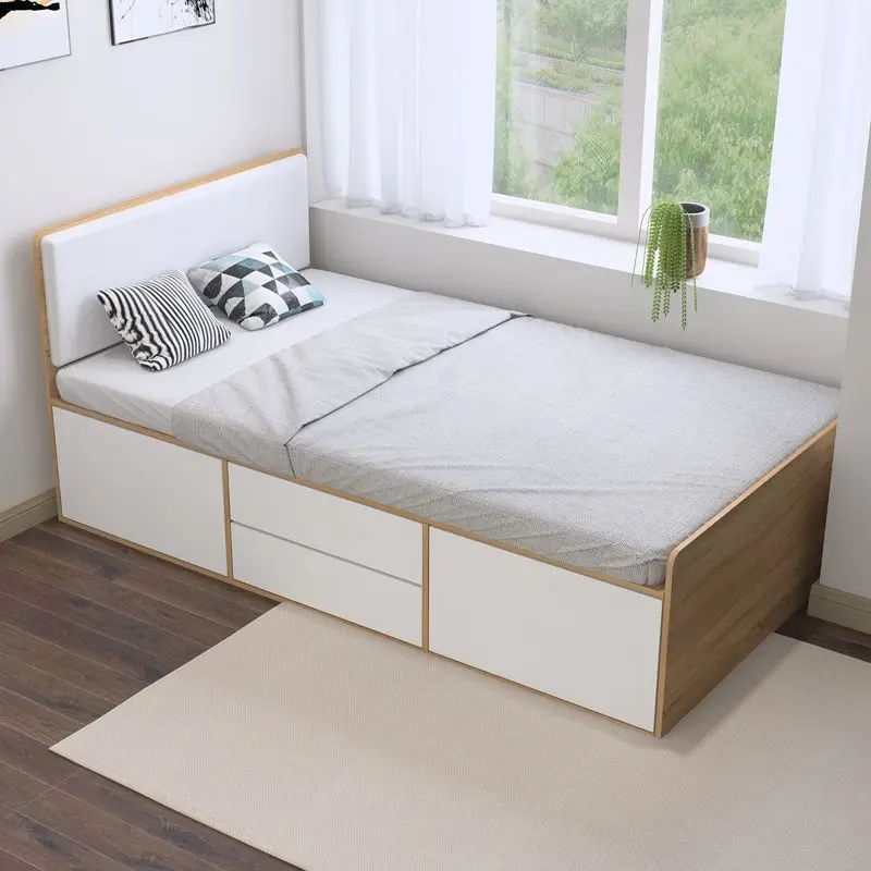 

Small apartment: Tatami single bed 1.2 meters, high box storage board bed with drawers, double bed 1.5 meters