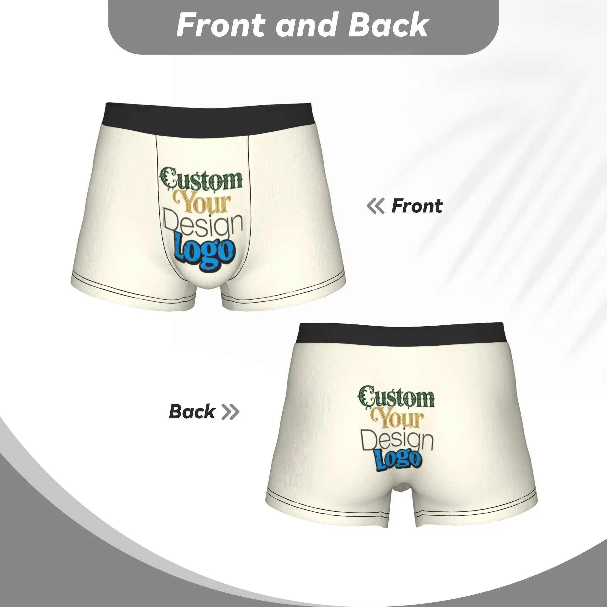 Custom Customized   Your Design Logo Underwear Male Print Photo Name Printed Boxer Briefs Shorts Panties Soft Underpants