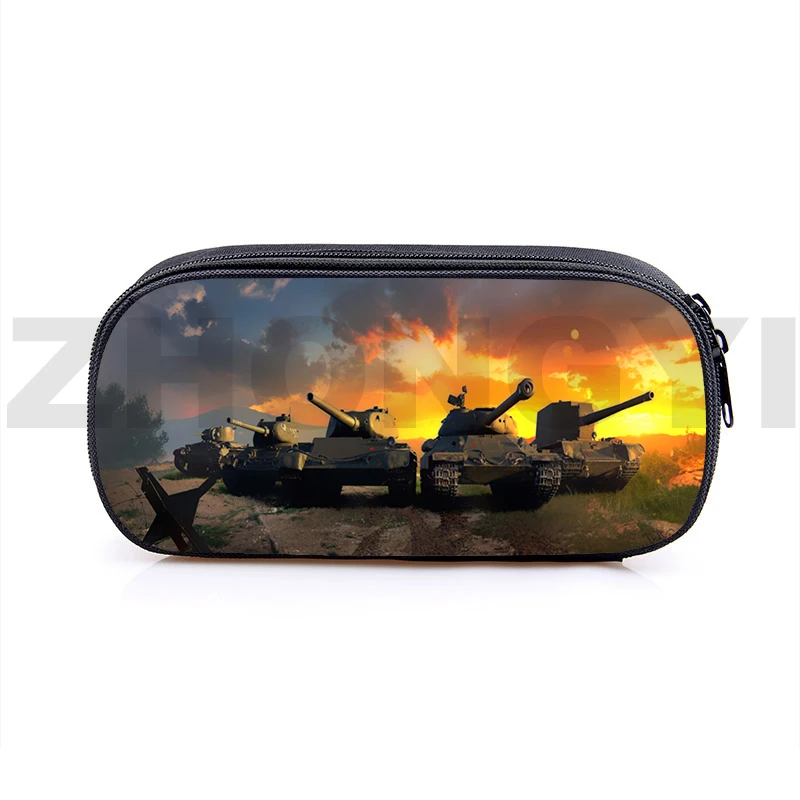 3D Game World of Tanks Pencil Case Gerand Tanks Travel Cosmetic Organizer War Thunder Makeup Case Zipper Kids Stationery Bags