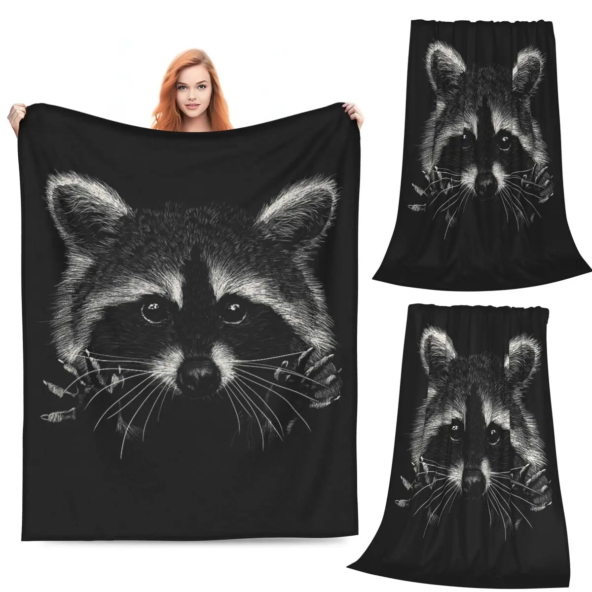 

Racoon Blankets Fleece Sofa Throw Blanket Multi-function Throw Blankets for Couch Bedding Outdoor Throws Bedspread Quilt