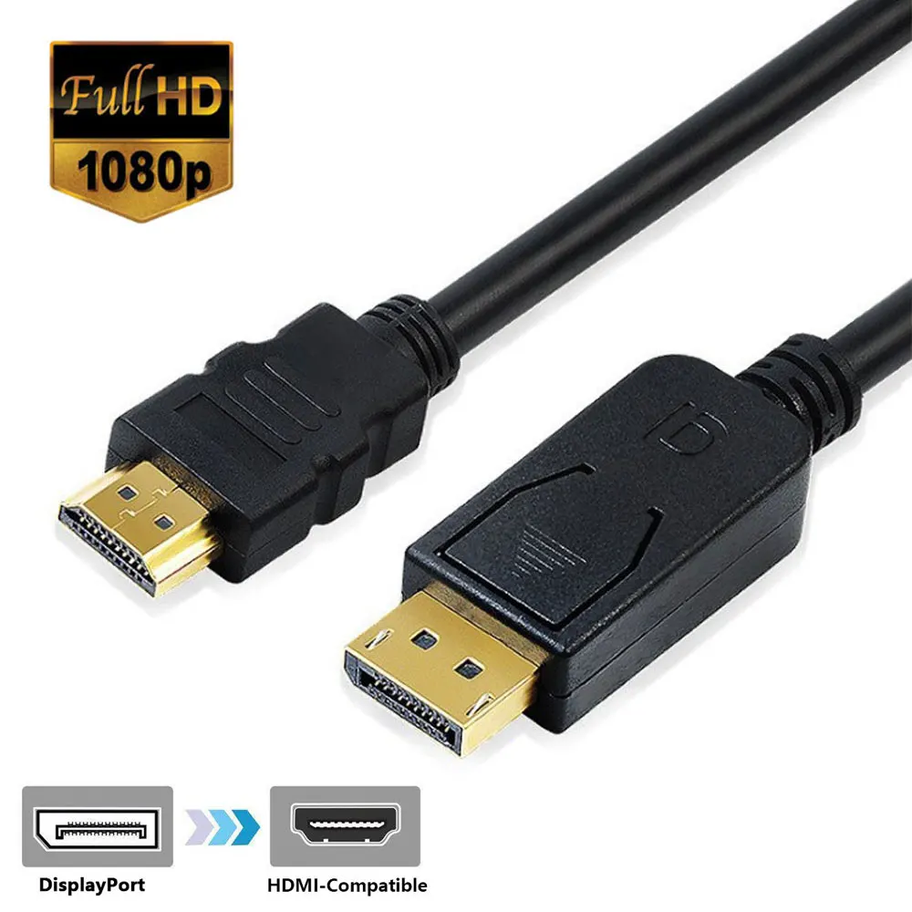 DP DisplayPort в HDMI-совместимый адаптер Соединительный преобразователь 1,8 м кабель 2K 4K 1080P для настольного ноутбука проектор