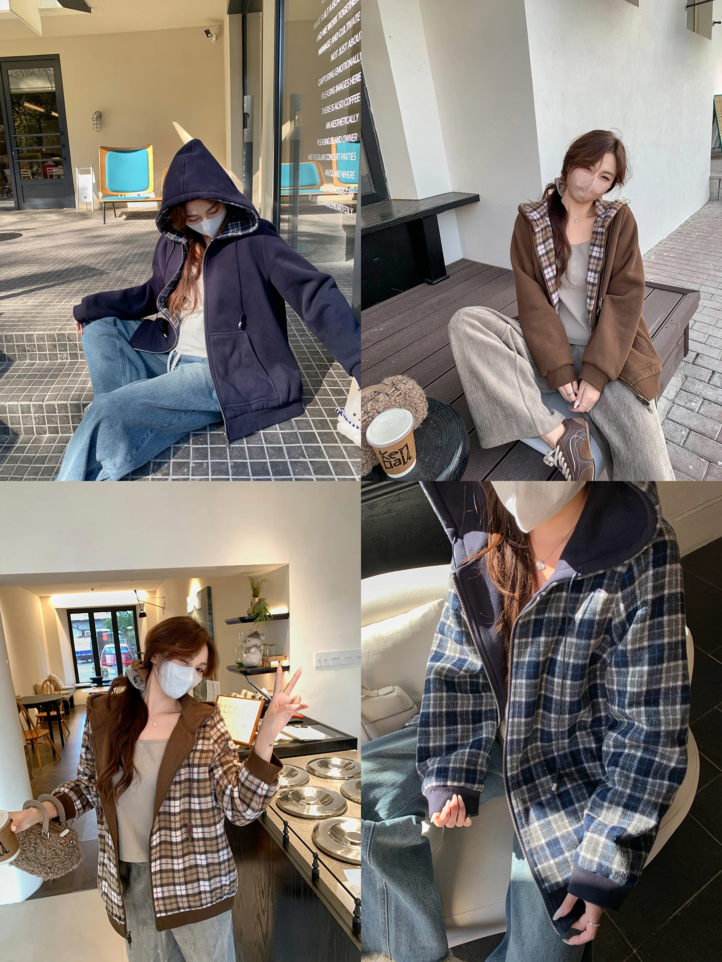 

Двусторонняя толстовка с капюшоном и шнурком, свободная повседневная кофта больших размеров для зимы, женская одежда больших размеров