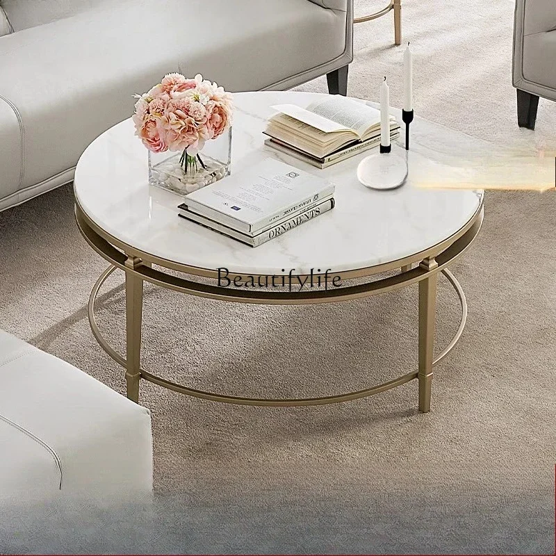 

ls42 Marble round coffee table Meijia living room light luxury coffee table