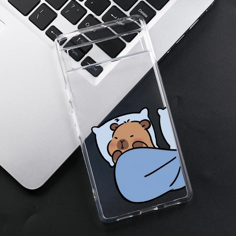 Cute Cartoon Capybara Clear Phone Case For Google Pixel 8Pro 7 8 6 6A 7A Lovely Animal Soft Silicone Cover For Google Pixel 8A