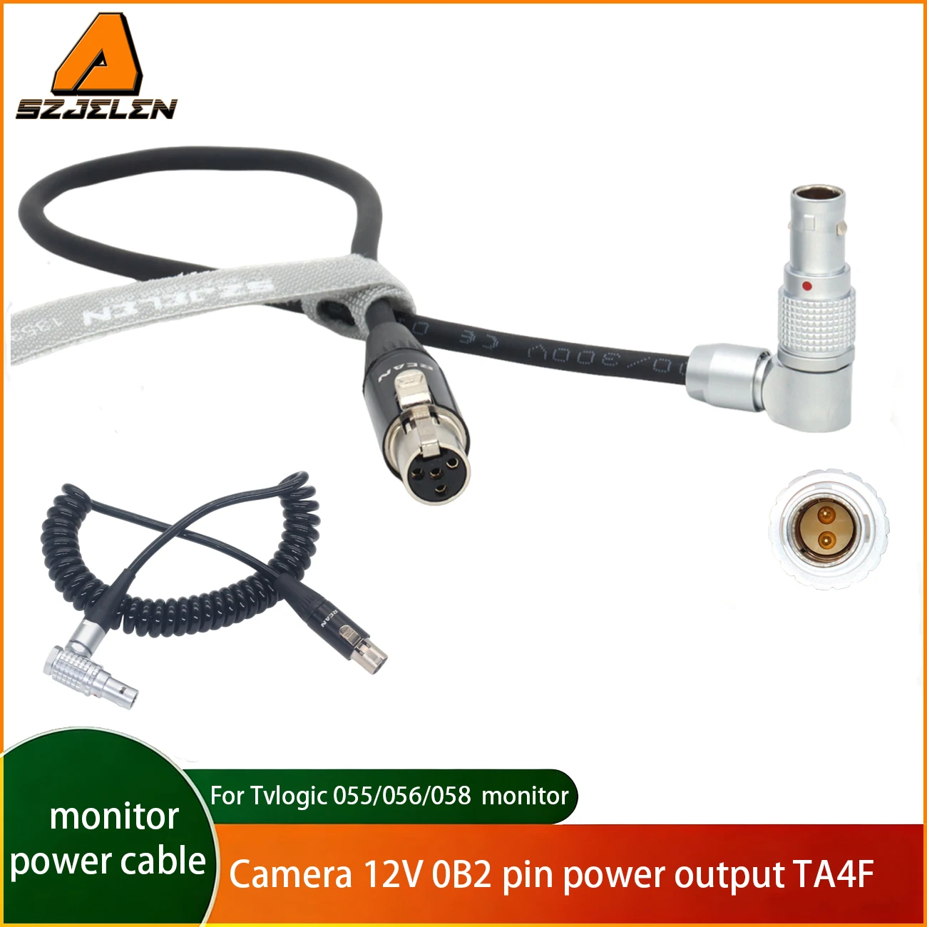 Power Cable 12V 0B 2Pin to Mini XLR 4Pin For TVlogoic 055/056/058 Monitor Power Cord,ARRI RED SONY Camera