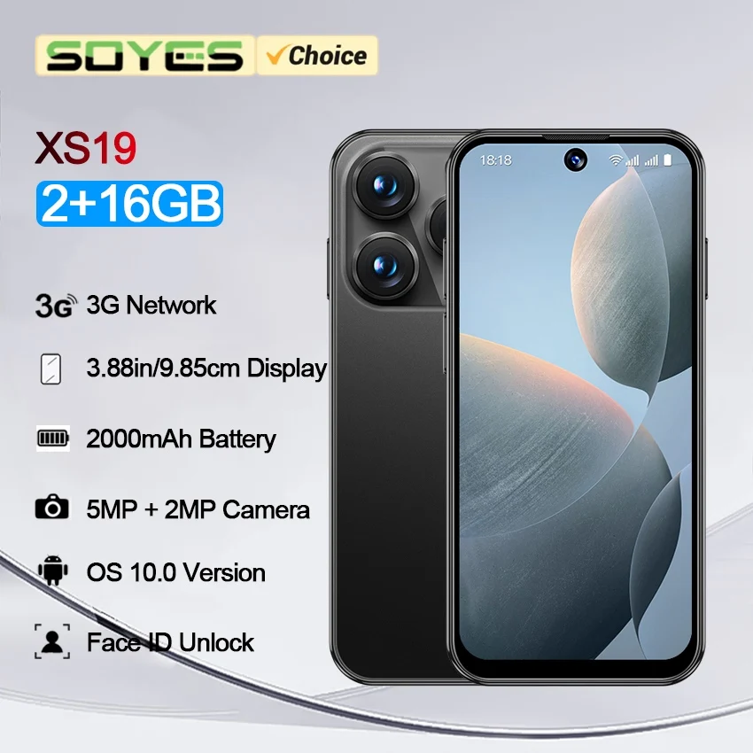 SOYES XS19 Mini Smartphone 3.88in 2GB RAM 16GB ROM Android10.0 Dual SIM Standby 3G Network Social Media App Wifi Small Phone